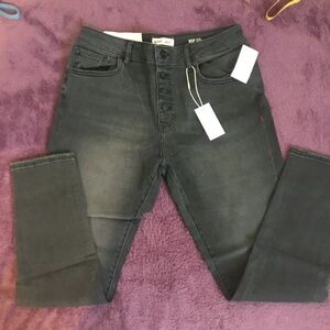 NWT WARF + WEFT MXP “IRVINE “ High Waisted Black Button Front Leggings